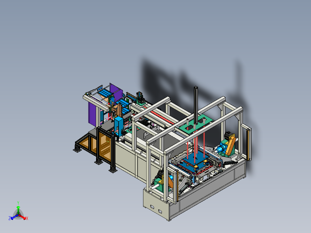 汽车散热器组装机，汽车冷凝器组装机，汽车散热器生产线正等轴测图