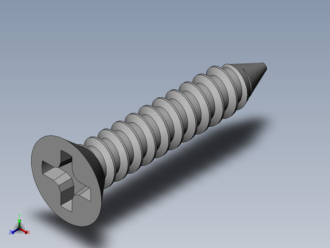 m3-13-to-40-沉头自攻螺丝-Screw M3 x 16 for Wood.SLDPRT正等轴测图