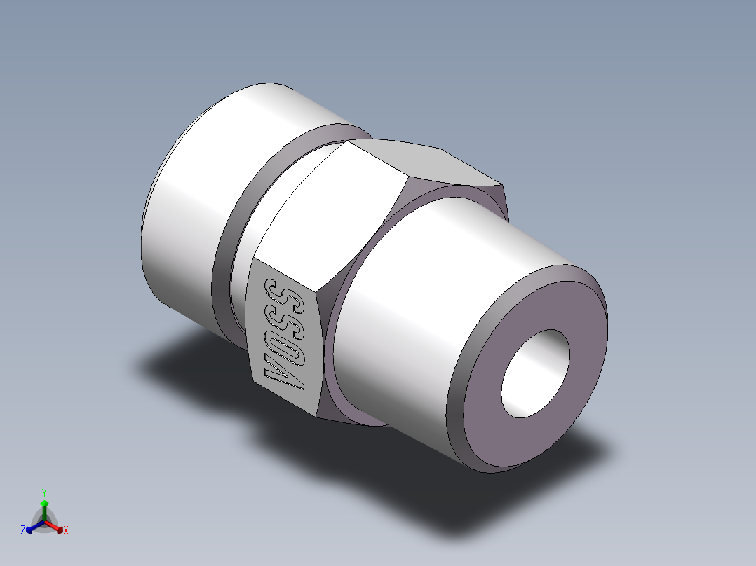 英制锥管螺纹直接头、1DT-18-06SP非标正等轴测图