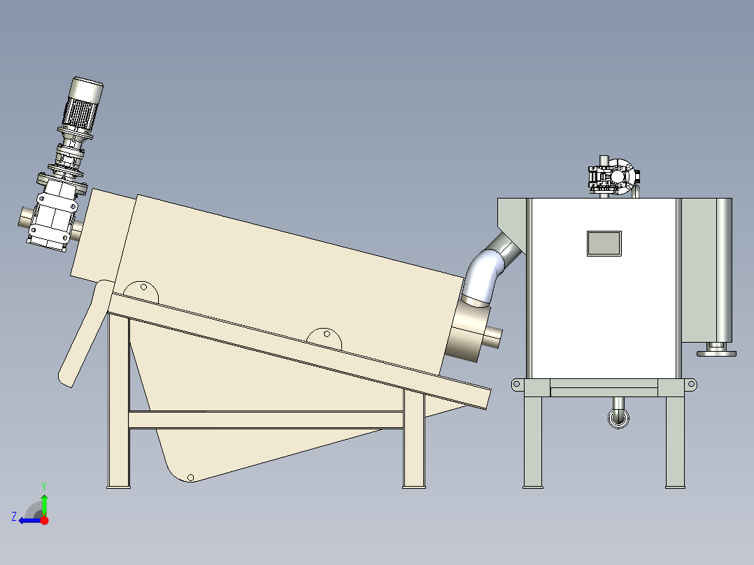 B3004220-脱水机多盘螺旋压榨机右视图