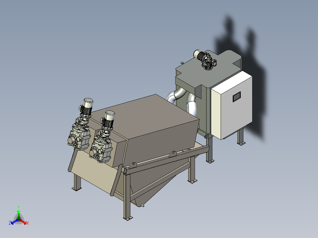 B3004220-脱水机多盘螺旋压榨机正等轴测图