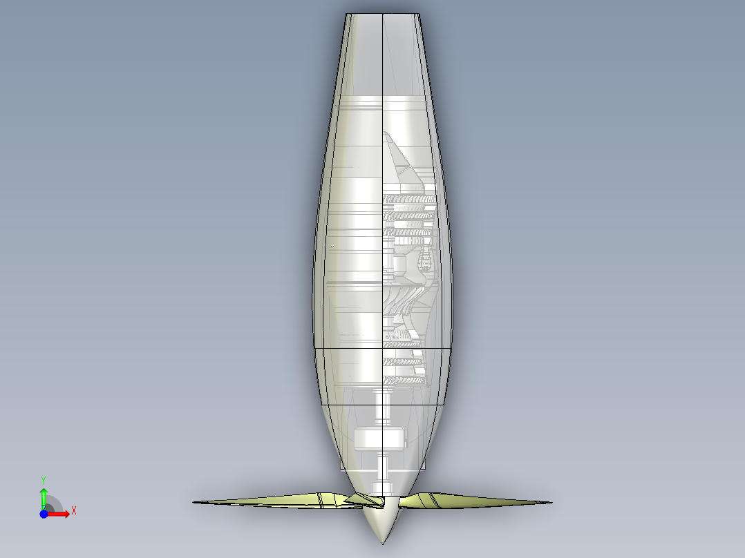 涡喷涡轮喷气涡轴涡轮轴发动机 CATIA STP前视图
