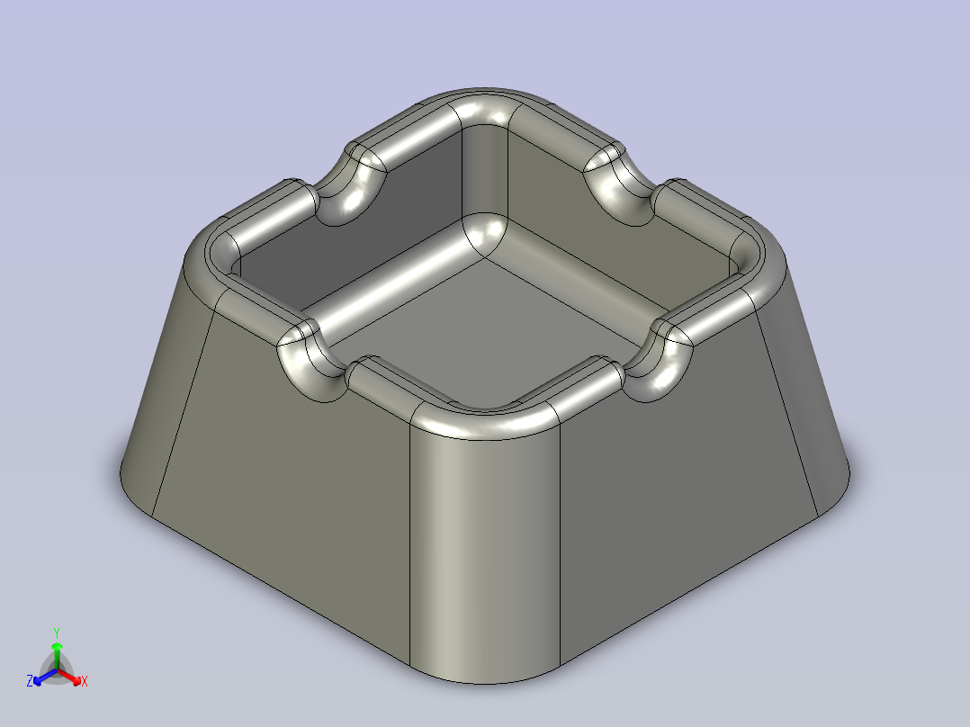 方形烟灰缸主视图