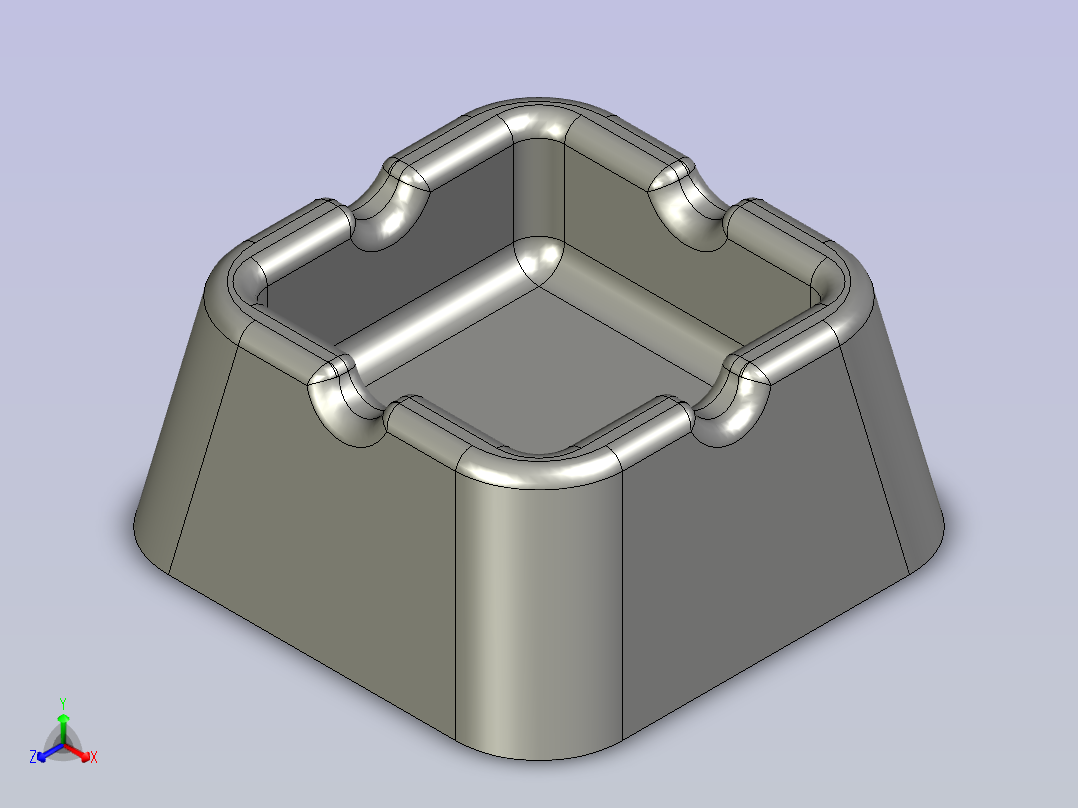 方形烟灰缸正等轴测图