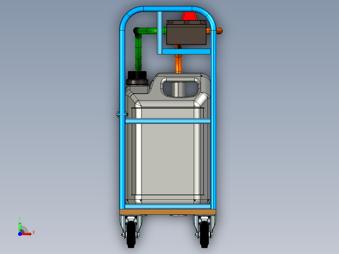带泵的移动柴油罐推车-3x 30 L +50 Lmin传输系统前视图