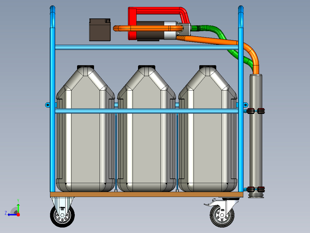 带泵的移动柴油罐推车-3x 30 L +50 Lmin传输系统右视图