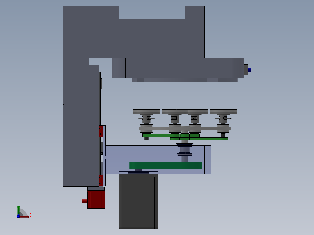 研磨机-磨床装配模型前视图