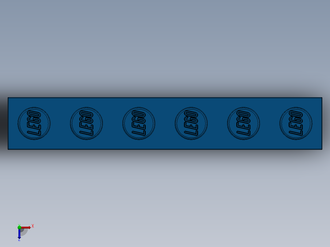 乐高套装 4421基本积木-300923 Bright Blue Brick 1 x 6.SLDPRT俯视图