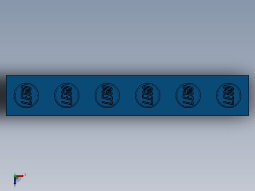 乐高套装 4421基本积木-300923 Bright Blue Brick 1 x 6.SLDPRT俯视缩略图