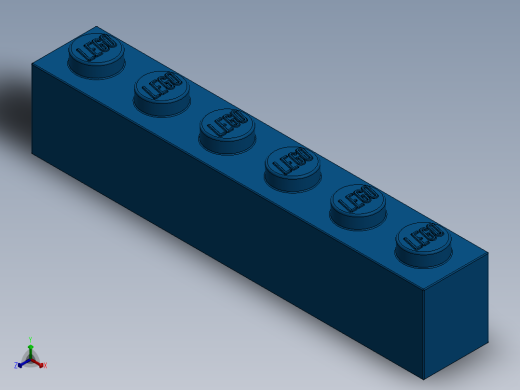 乐高套装 4421基本积木-300923 Bright Blue Brick 1 x 6.SLDPRT正等轴测缩略图