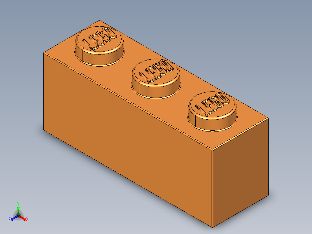 乐高套装 4421基本积木-4118787 - 3622 Bright Orange Brick 1 x 3.STEP正等轴测图