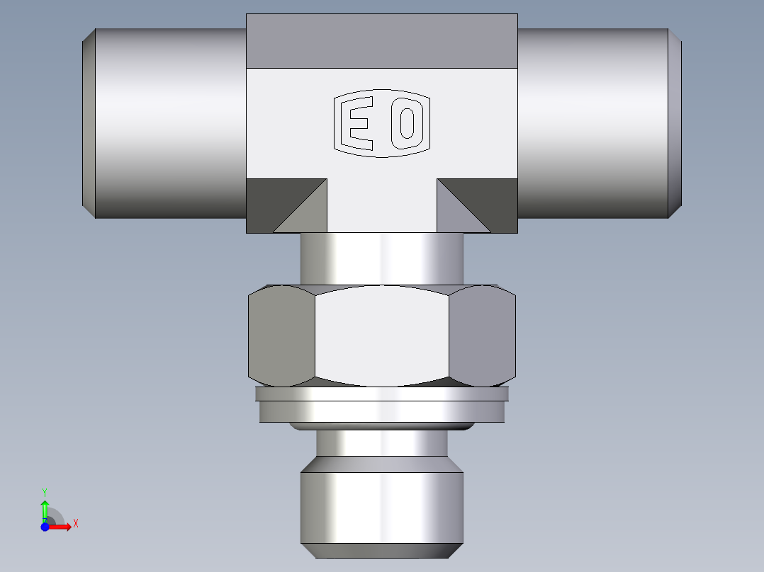 卡套式工业通用硬管接头EO_Adjustable_locknut_branch_tee_TEE06SMOMDCF前视图