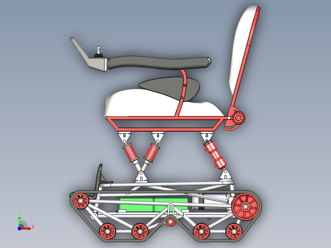 履带式轮椅三维模型前视图