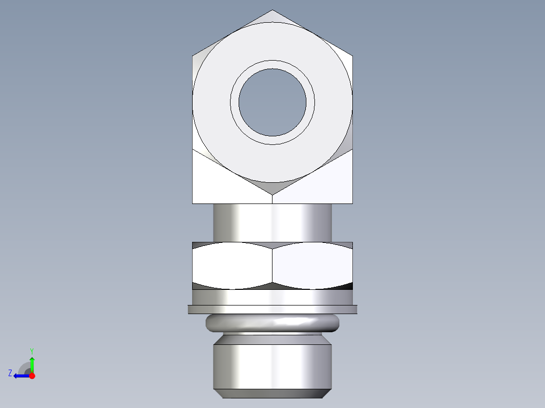 卡套式工业通用硬管接头EO_Adjustable_locknut_branch_tee_TEE10LMORCF右视图