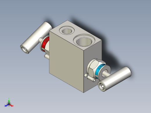 2通仪表歧管，207系列，直阻断-泄放，内螺纹x内螺纹正等轴测缩略图
