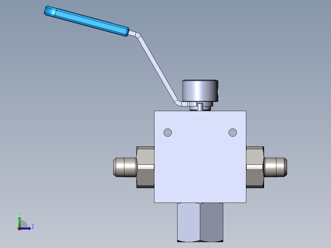 BVJ1型三通单阀底进式切换球阀模型左视图