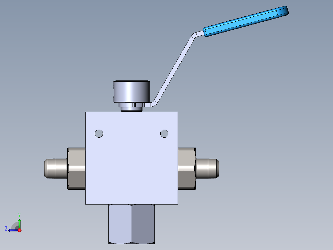 BVJ1型三通单阀底进式切换球阀模型右视图