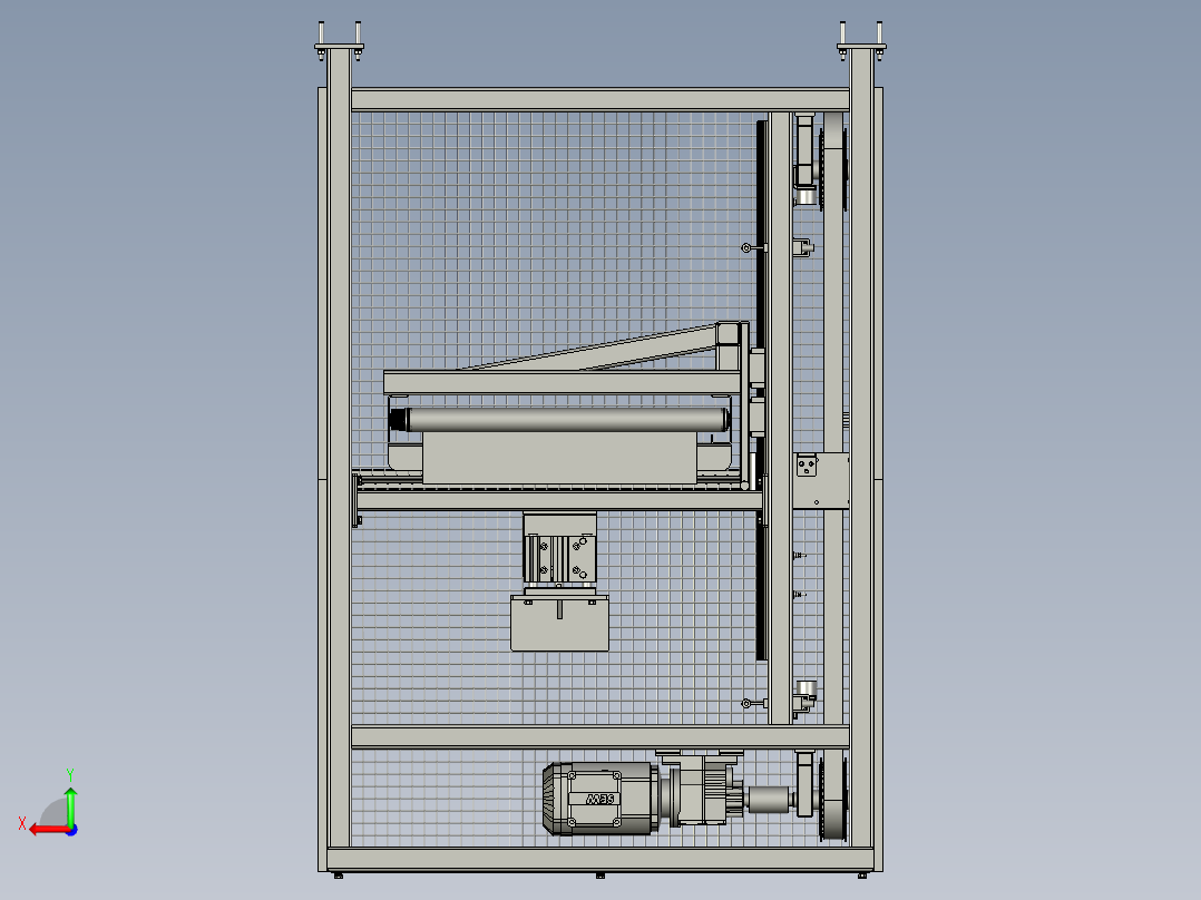 生产线中使用的可升降滚床后视图