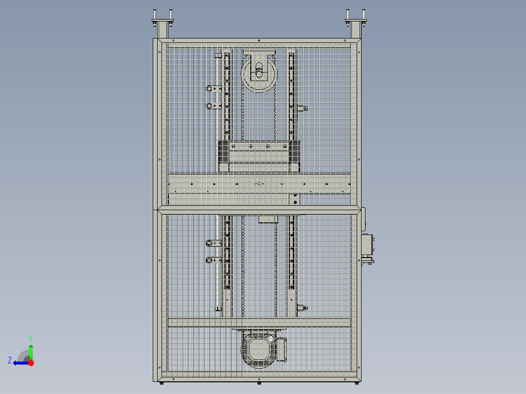 生产线中使用的可升降滚床右视图