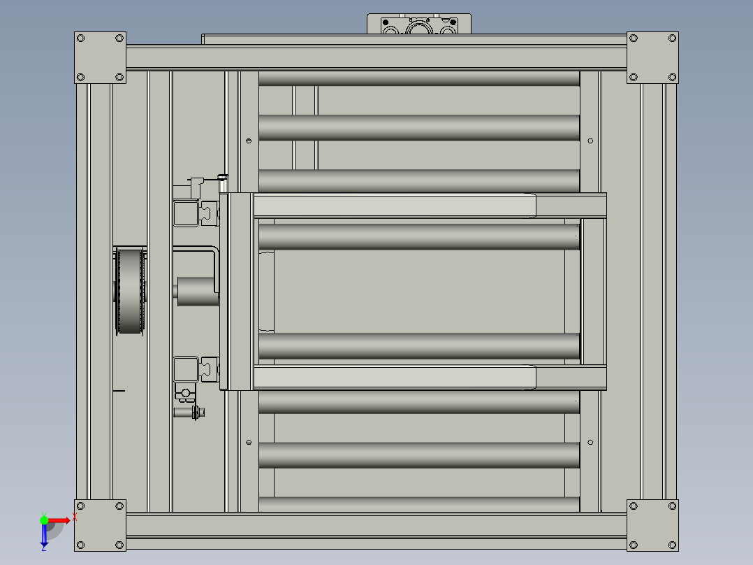 生产线中使用的可升降滚床俯视图