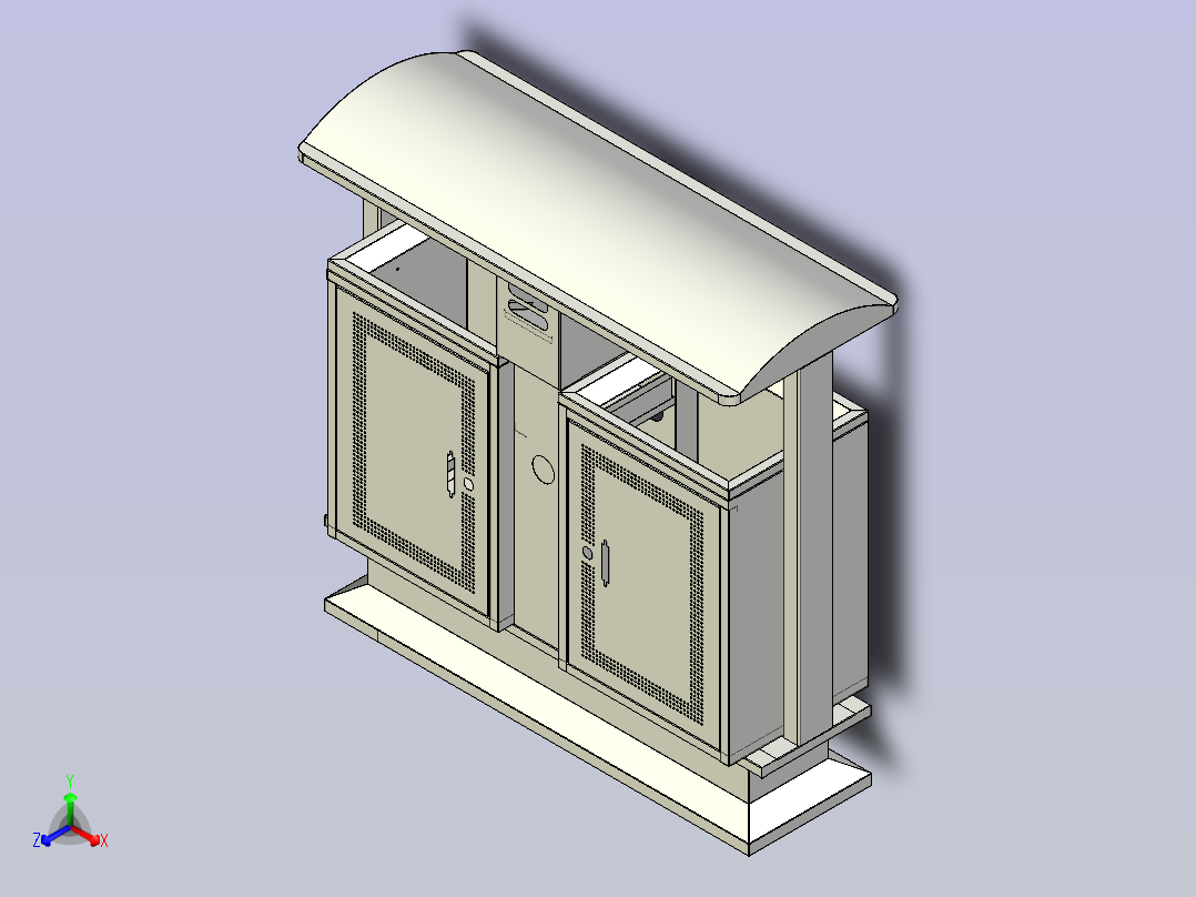 室外型不锈钢垃圾箱正等轴测图
