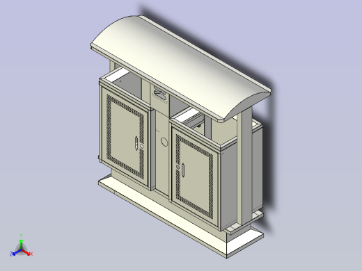 室外型不锈钢垃圾箱正等轴测缩略图
