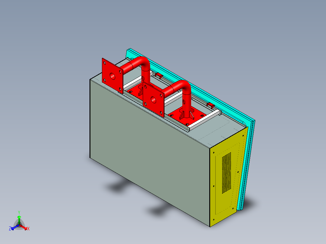 侧面挂屏防护箱正等轴测图