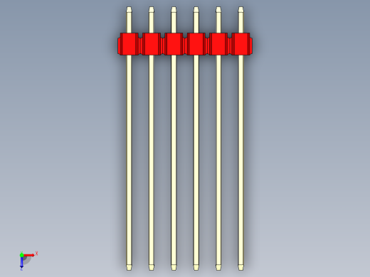 彩色公头100mil（2.54mm）系列-DS1021_red_1x06p_100mil_Type43_rev1.0俯视缩略图