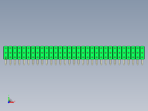 彩色公排针 100mil 2.54mm 系列-DS1022_green_3x31p_100mil_TypeD_rev1.0前视缩略图