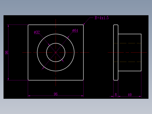 CAD格式机械制图二维100例练习-37 底座二视图