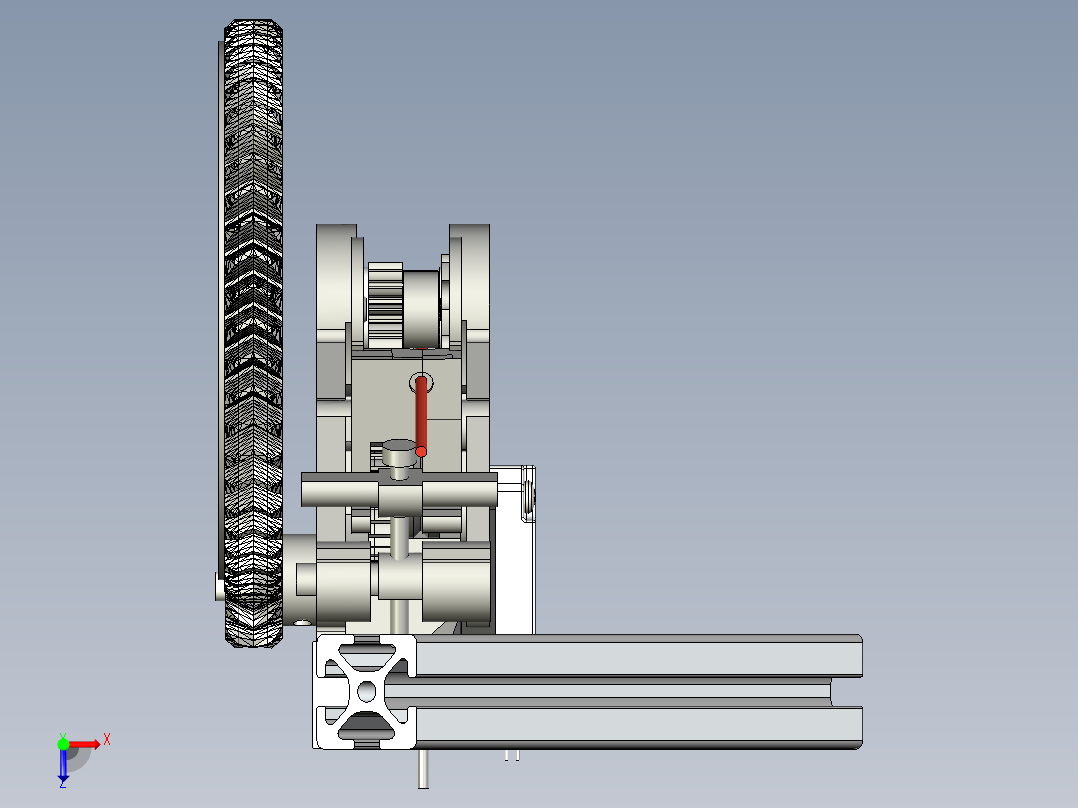 齿轮带式挤出机结构俯视图