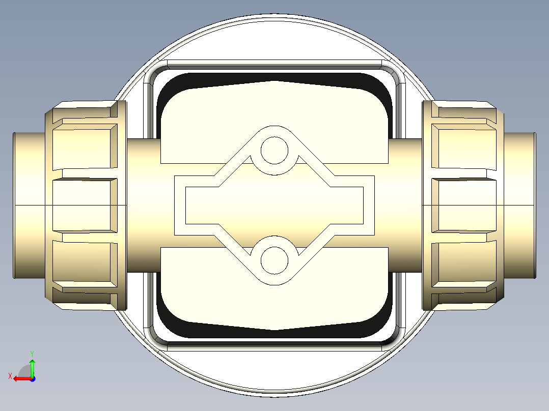 3DKMUIMCP NC 气动隔膜阀，常闭，女性联盟结束，公制系列PP-H后视图