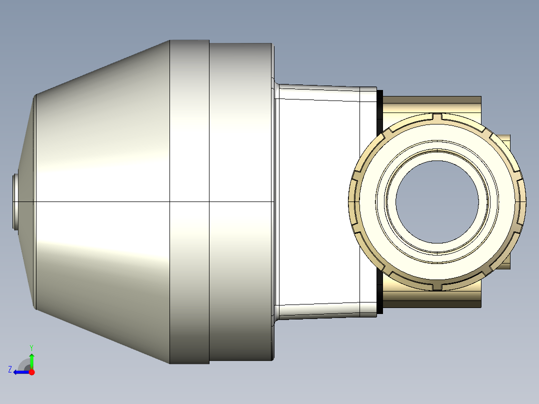 3DKMUIMCP NC 气动隔膜阀，常闭，女性联盟结束，公制系列PP-H右视图