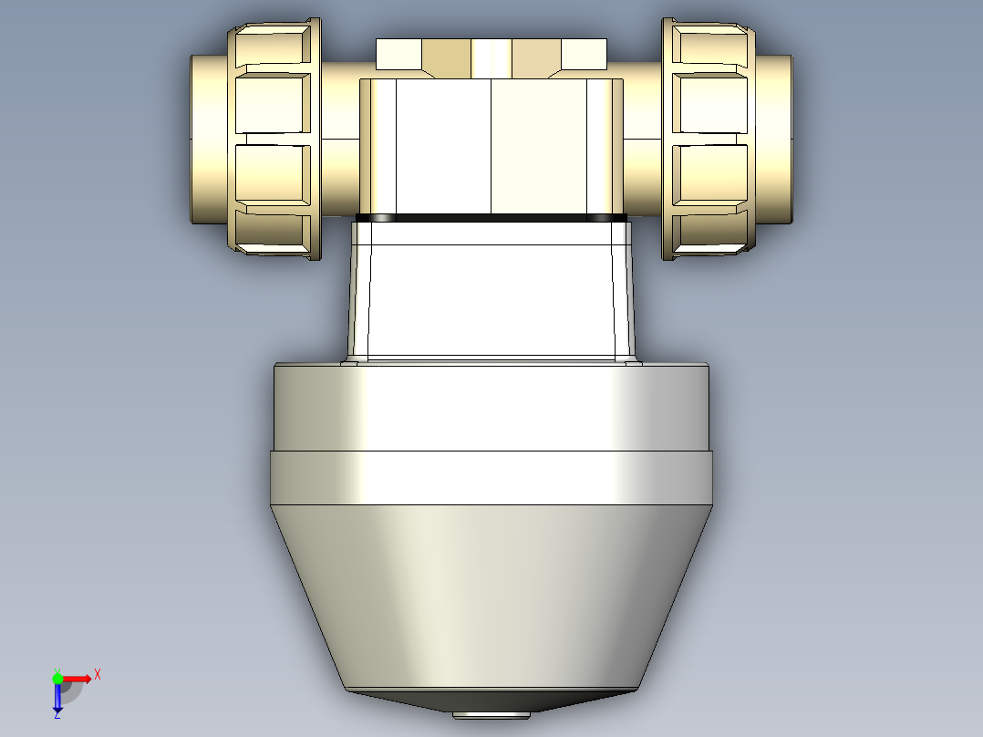 3DKMUIMCP NC 气动隔膜阀，常闭，女性联盟结束，公制系列PP-H俯视图