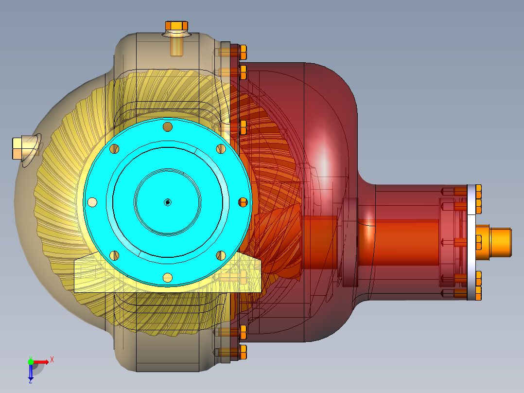 某后轮驱动商用车非断开式驱动桥设计和有限元分析【含三维catia+CAD图+文档】俯视图