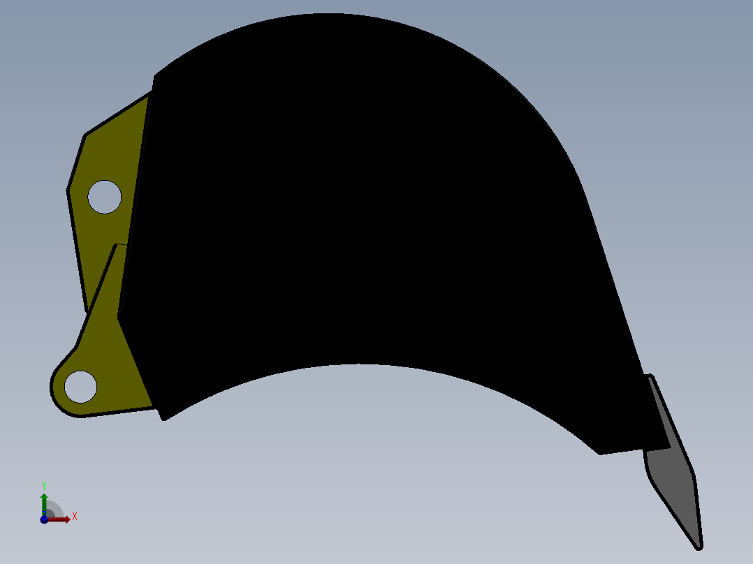 挖掘机铲斗前视图