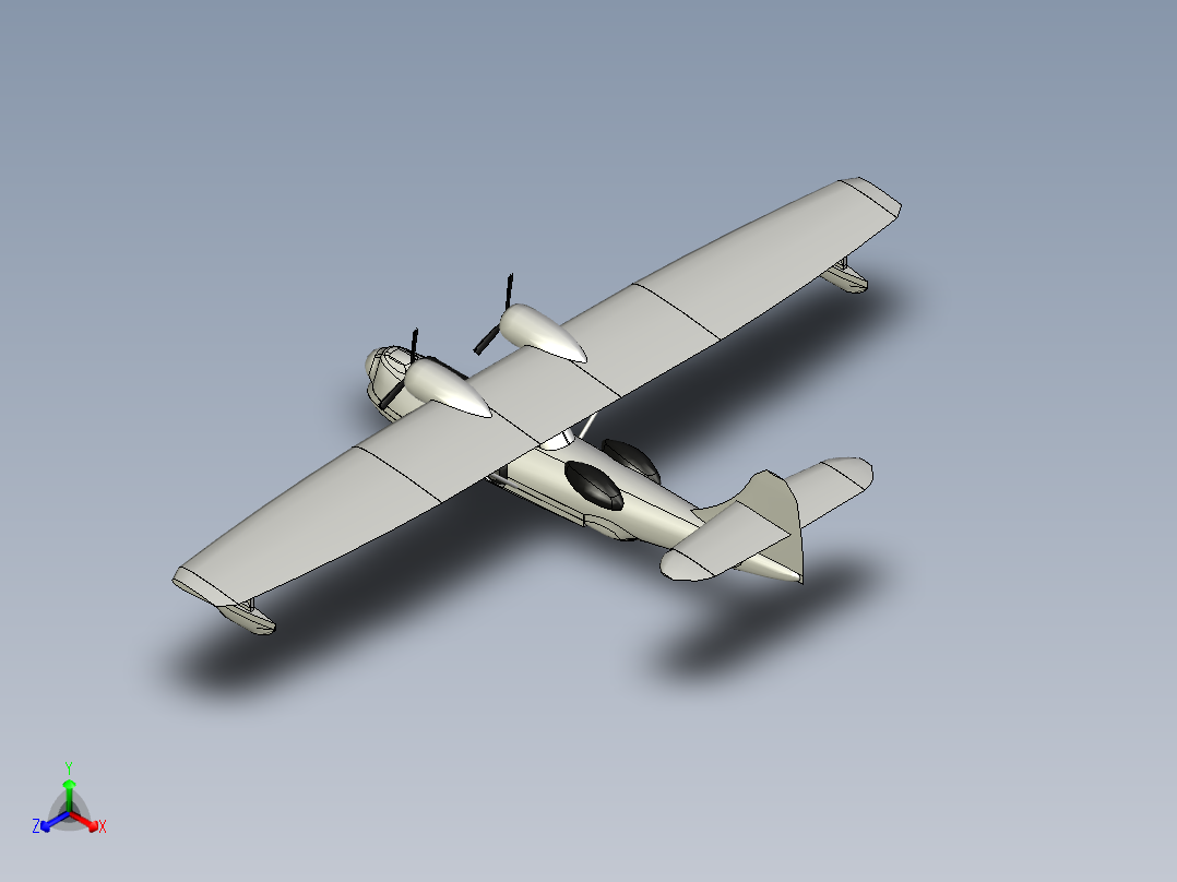 联合PBY-5A卡特琳娜飞行船和两栖飞机正等轴测图