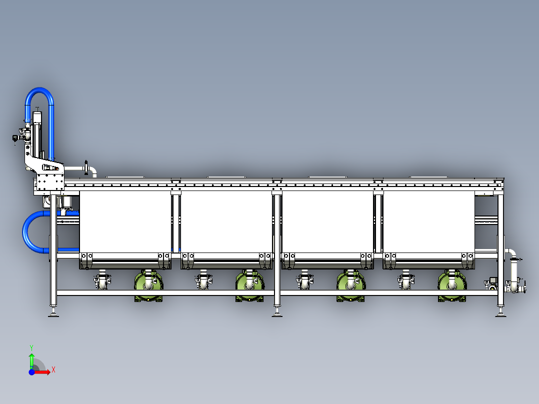 电镀池清洗池前视图
