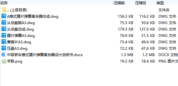 中级轿车推式膜片弹簧离合器总成设计含6张CAD图