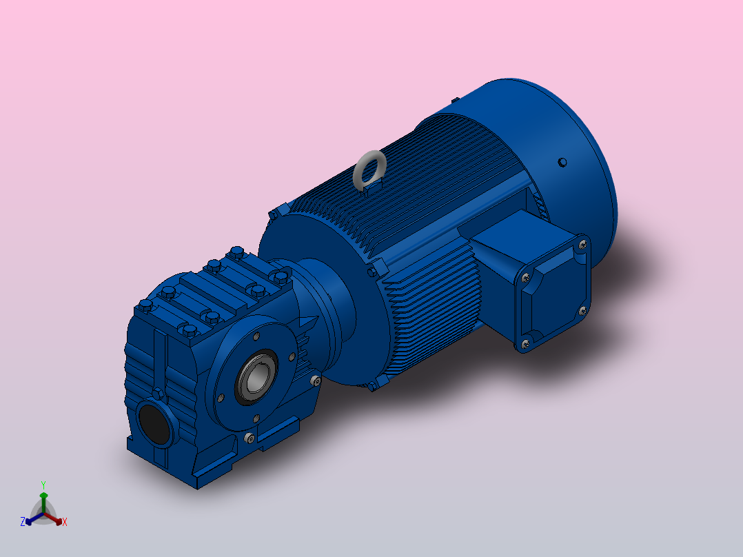 SA67空心轴安装斜齿-蜗轮蜗杆减速机SA67-YV5.5-4P-13.27-M1-0°-A主视图