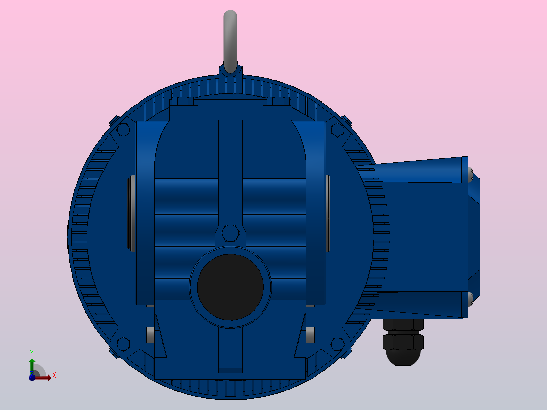 SA67空心轴安装斜齿-蜗轮蜗杆减速机SA67-YV5.5-4P-13.27-M1-0°-A前视图