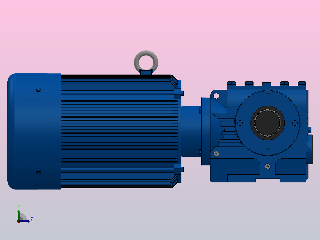 SA67空心轴安装斜齿-蜗轮蜗杆减速机SA67-YV5.5-4P-13.27-M1-0°-A左视图