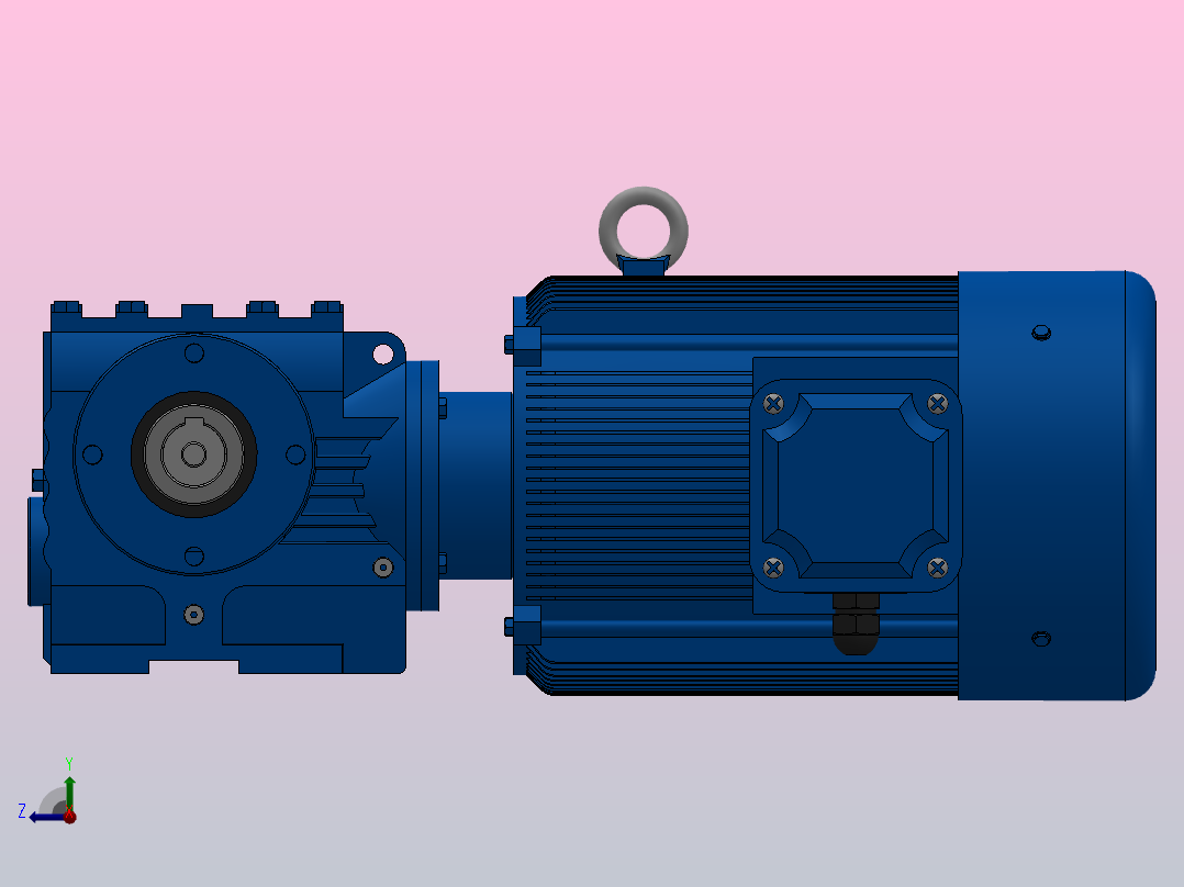 SA67空心轴安装斜齿-蜗轮蜗杆减速机SA67-YV5.5-4P-13.27-M1-0°-A右视图