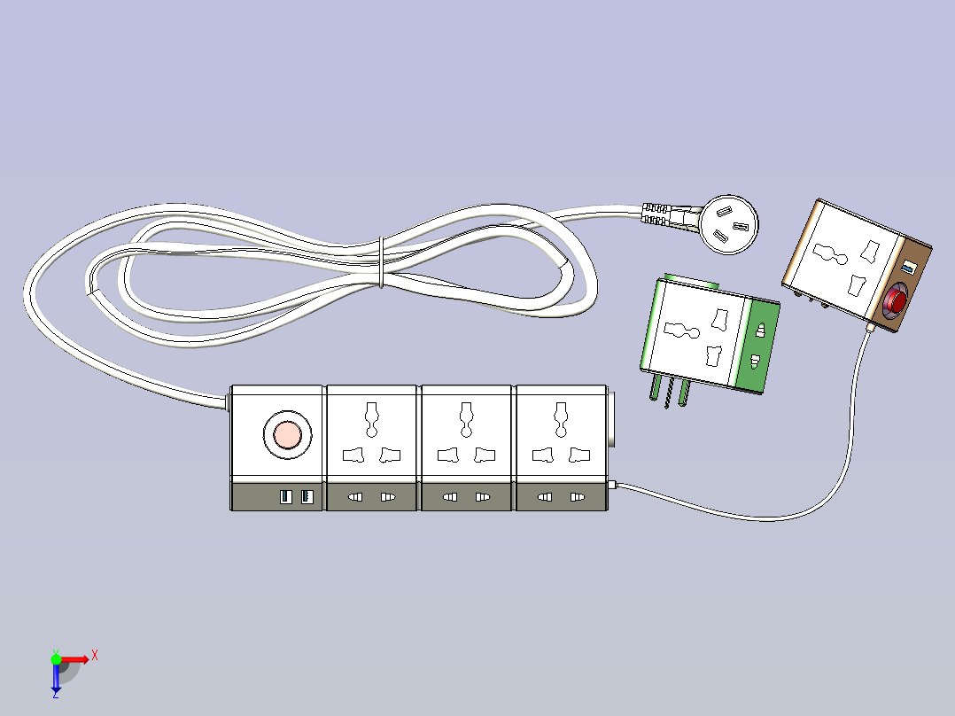 拆卸式排插俯视图