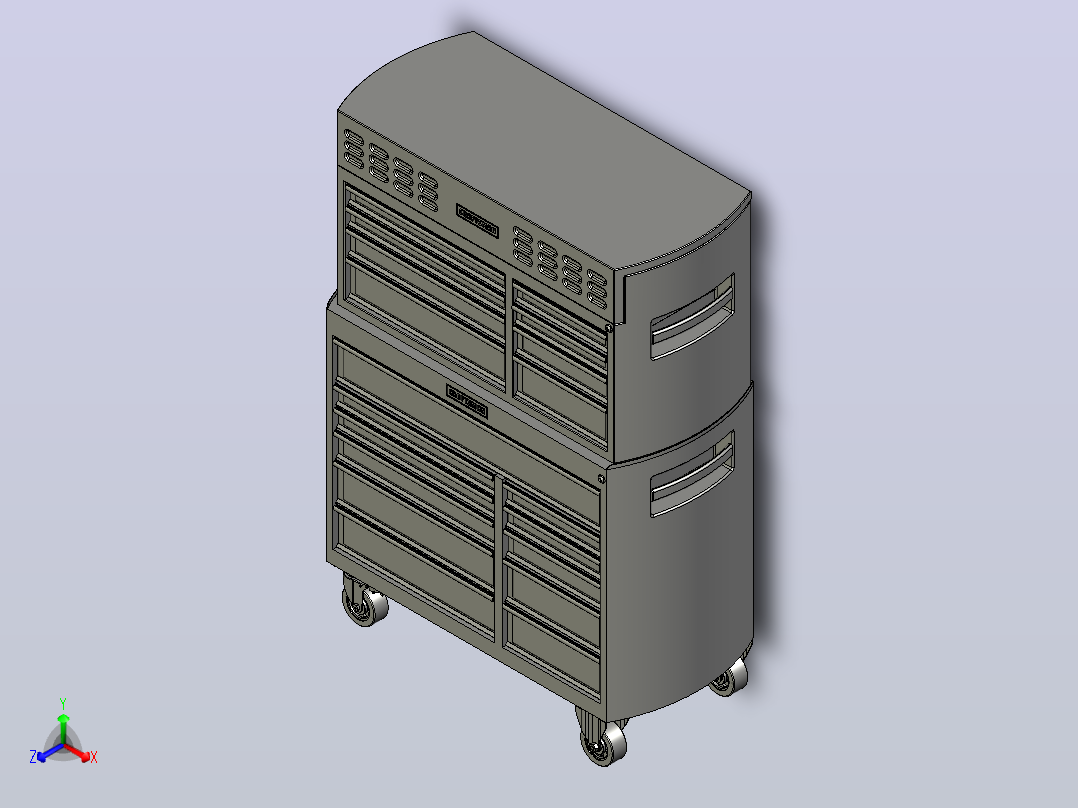 两件式工具箱组合正等轴测图