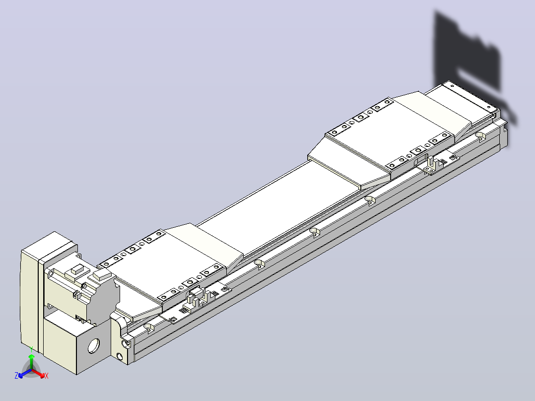 皮带直线轴双滑块型TPA-GCBS-120-P70-L100-LU-M20-N3正等轴测图