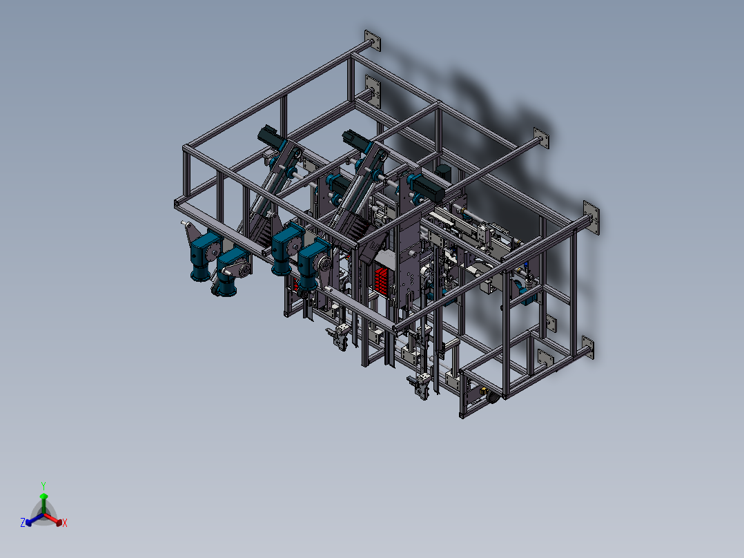 纸盒包装机正等轴测图