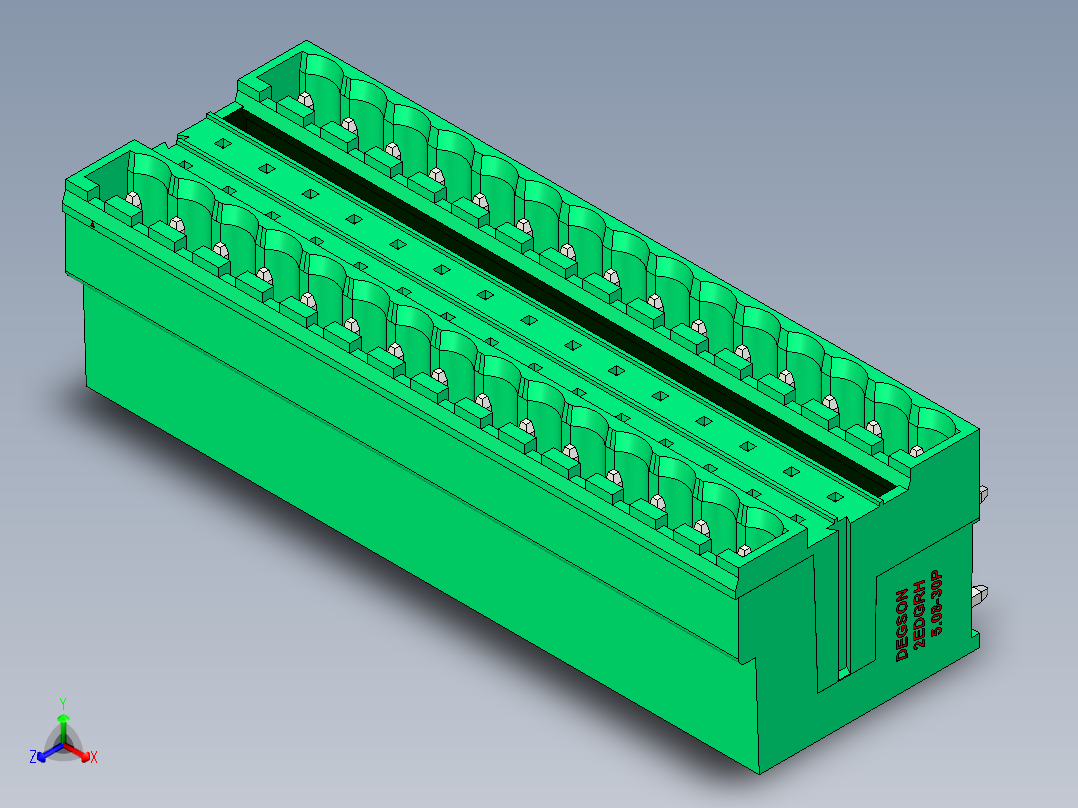 DEGSON 2EDG 系列 5.08mm 可插拔接线端子组-2EDGRH-5.08-30P-14-00AH正等轴测图