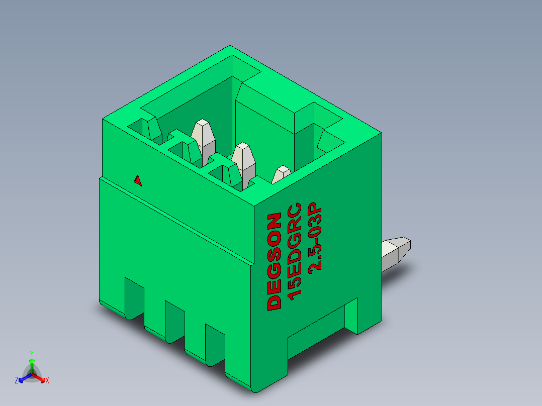 DEGSON 15EDG 系列 2.5mm 接线端子包-15EDGRC-2.5-03P-14-00AH主视图