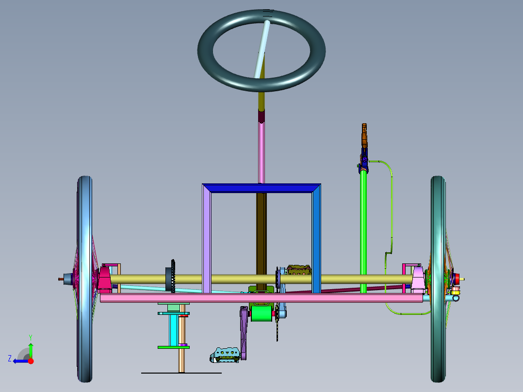 自行车式四轮脚踩割草机右视图